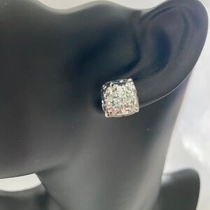 Kate Spade NY silver-tone square sparkle glitter earrings